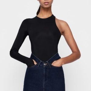 Zara asymmetric stretch bodysuit with open back